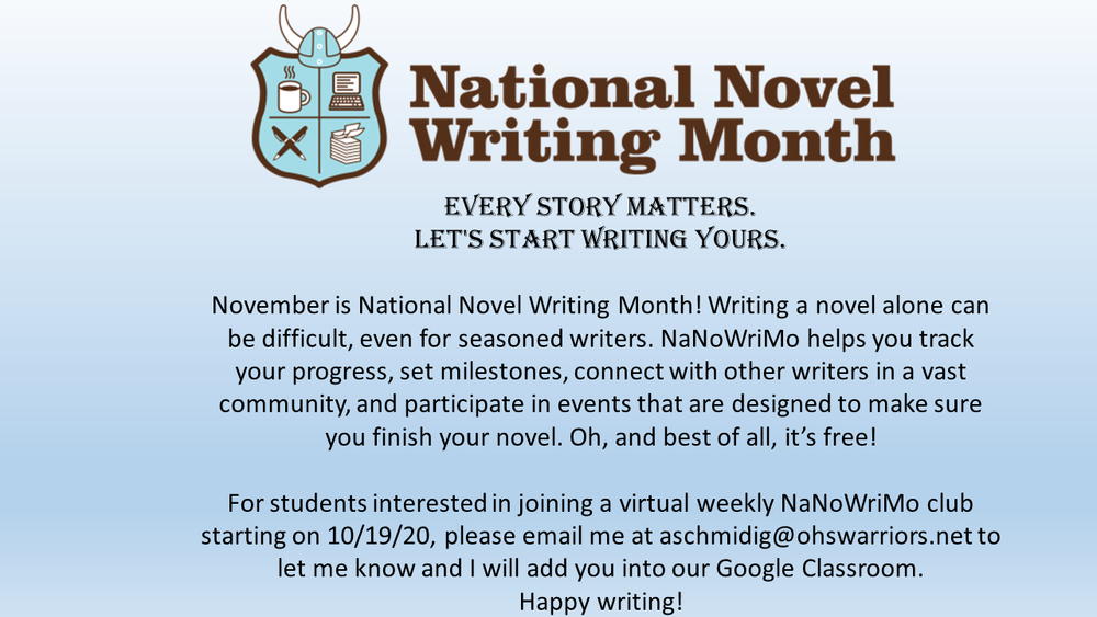 OJSH - National Novel Writing Month