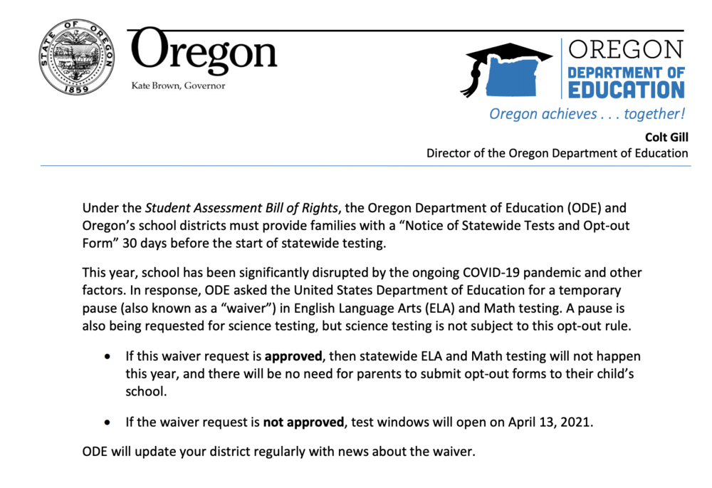 State Testing Information, Updates & Opt Out