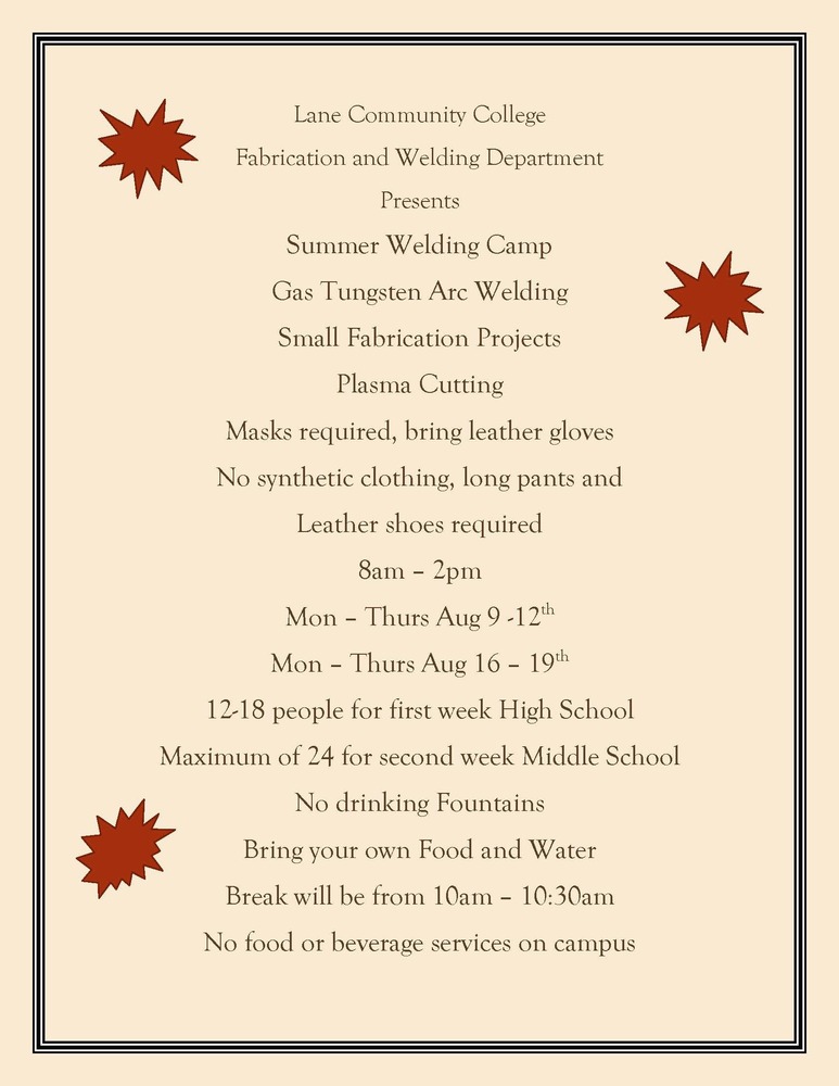 Welding Camp at Lane CC