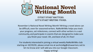 OJSH - National Novel Writing Month