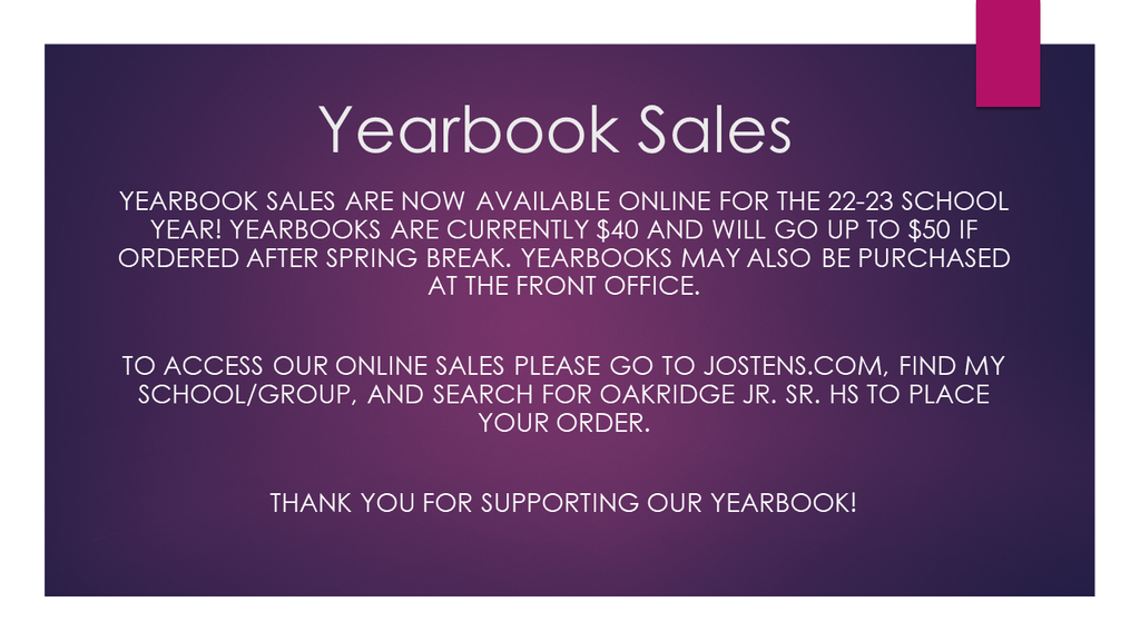 Oakridge Yearbook Sales