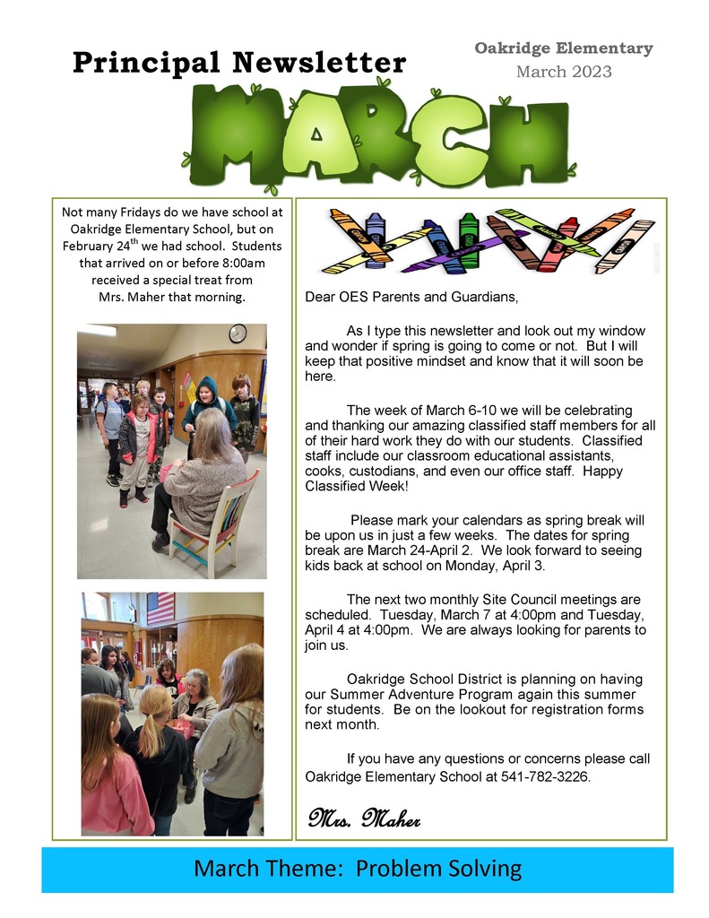 OES March 2023 Newsletter