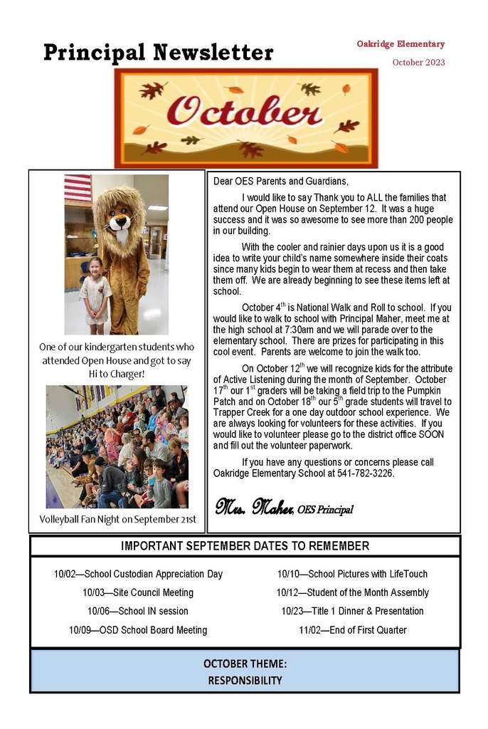 OES October Newsletter