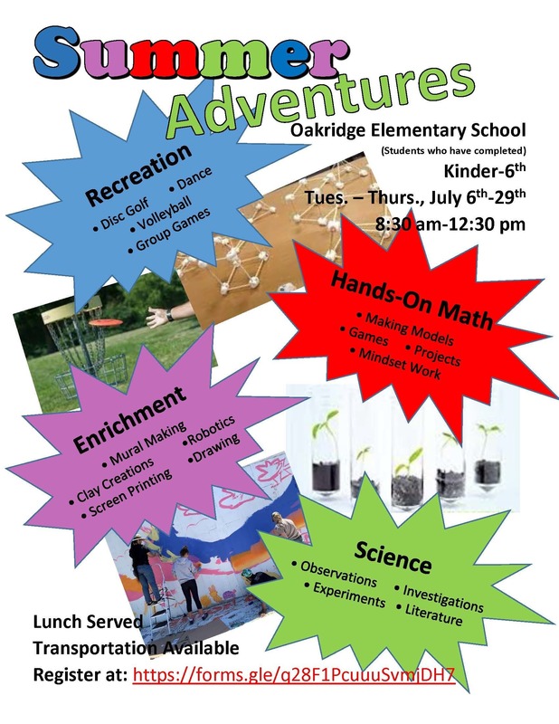 Summer Learning and Adventures Registration 